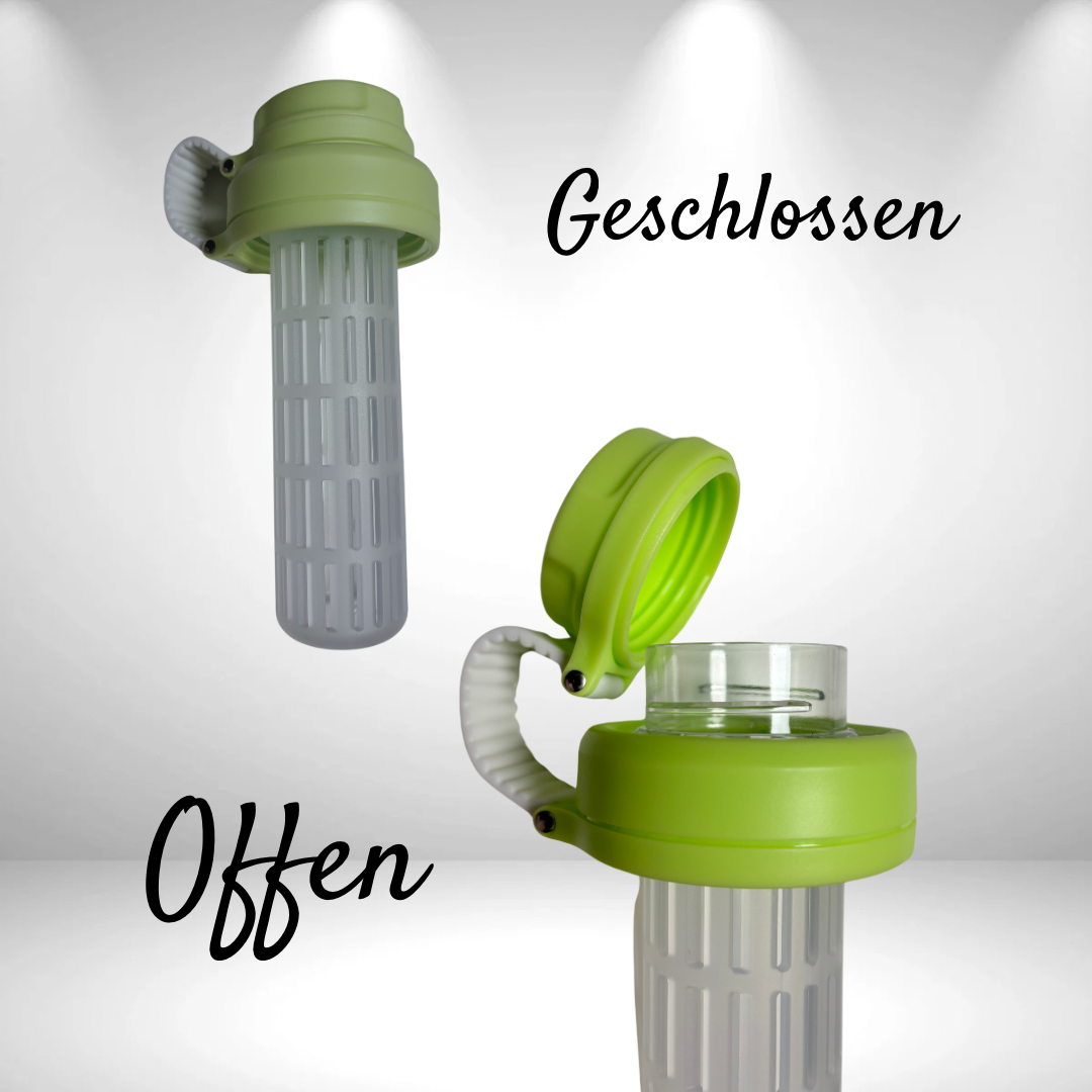 Fruchtisieb auslaufsicher grün oder blau für Thermosflasche