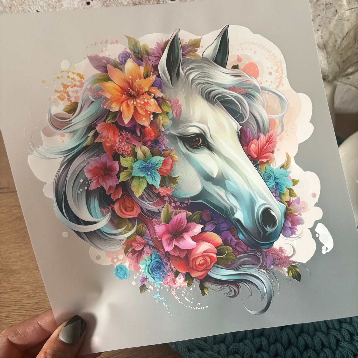 GlamCups Bügelbild „white Horse"