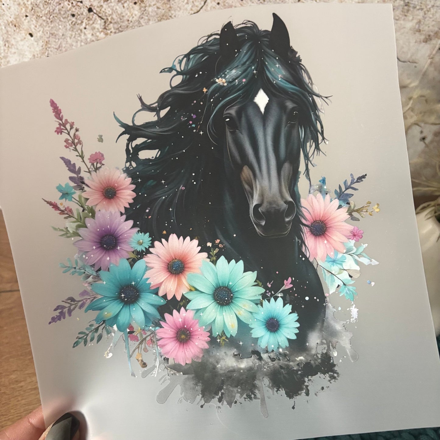 GlamCups Bügelbild „ Flower Horse"