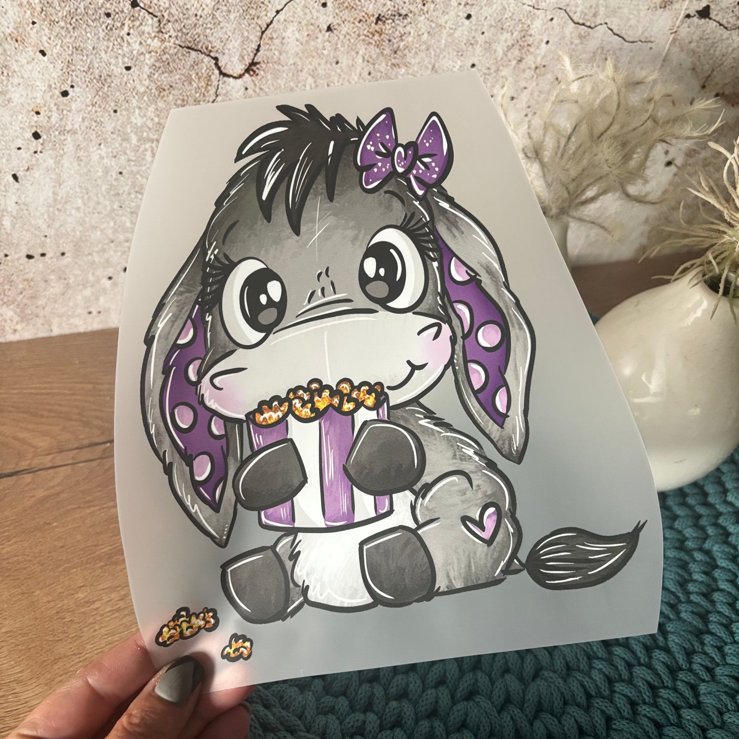 GlamCups Bügelbild Schnubbi „ Esel lila"