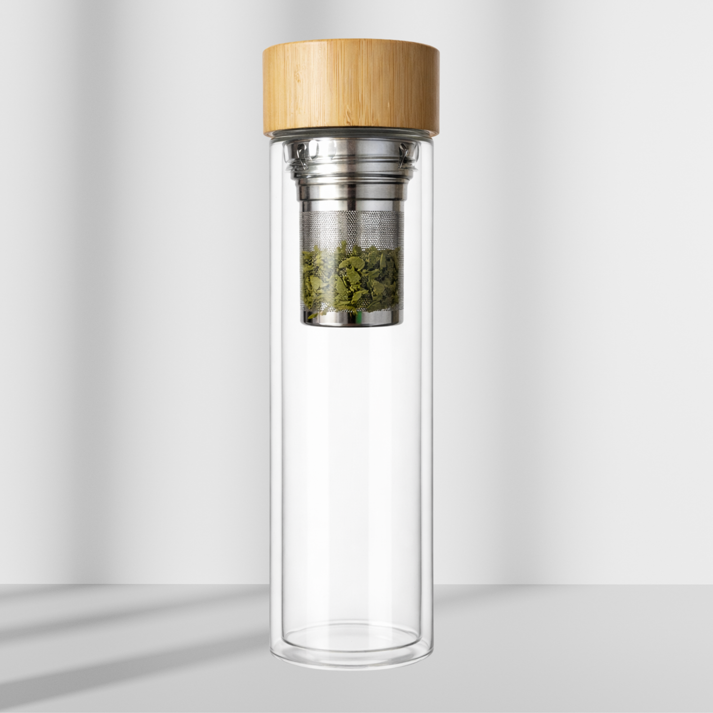 Teeflasche to go mit Sieb – 500 ml Borosilikatglas – BPA- & bleifrei