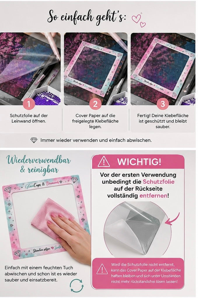 GlamCups & Diamonds 20Stück Release Paper – 10 × 10 cm ✨
