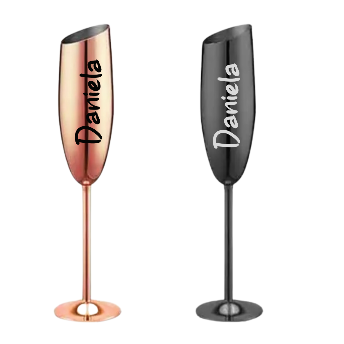 2 er Set — Sektglas Edelstahl „Gravur 1 Seite“