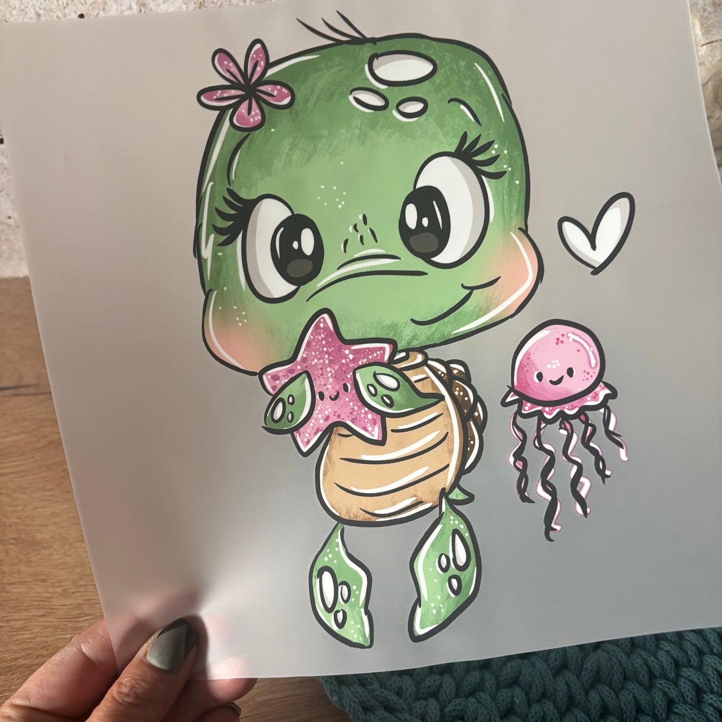 GlamCups Bügelbild Schnubbi „ Schildi mit Seestern"