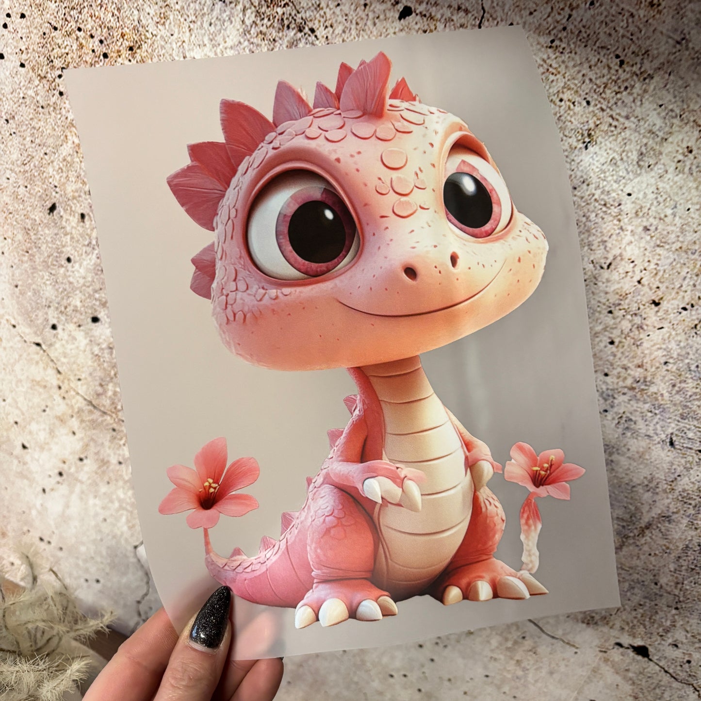 GlamCups Bügelbild „Rosa Drache"