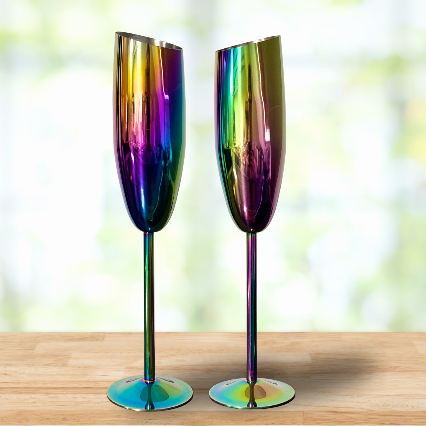 Regenbogen-Sektglas aus Edelstahl