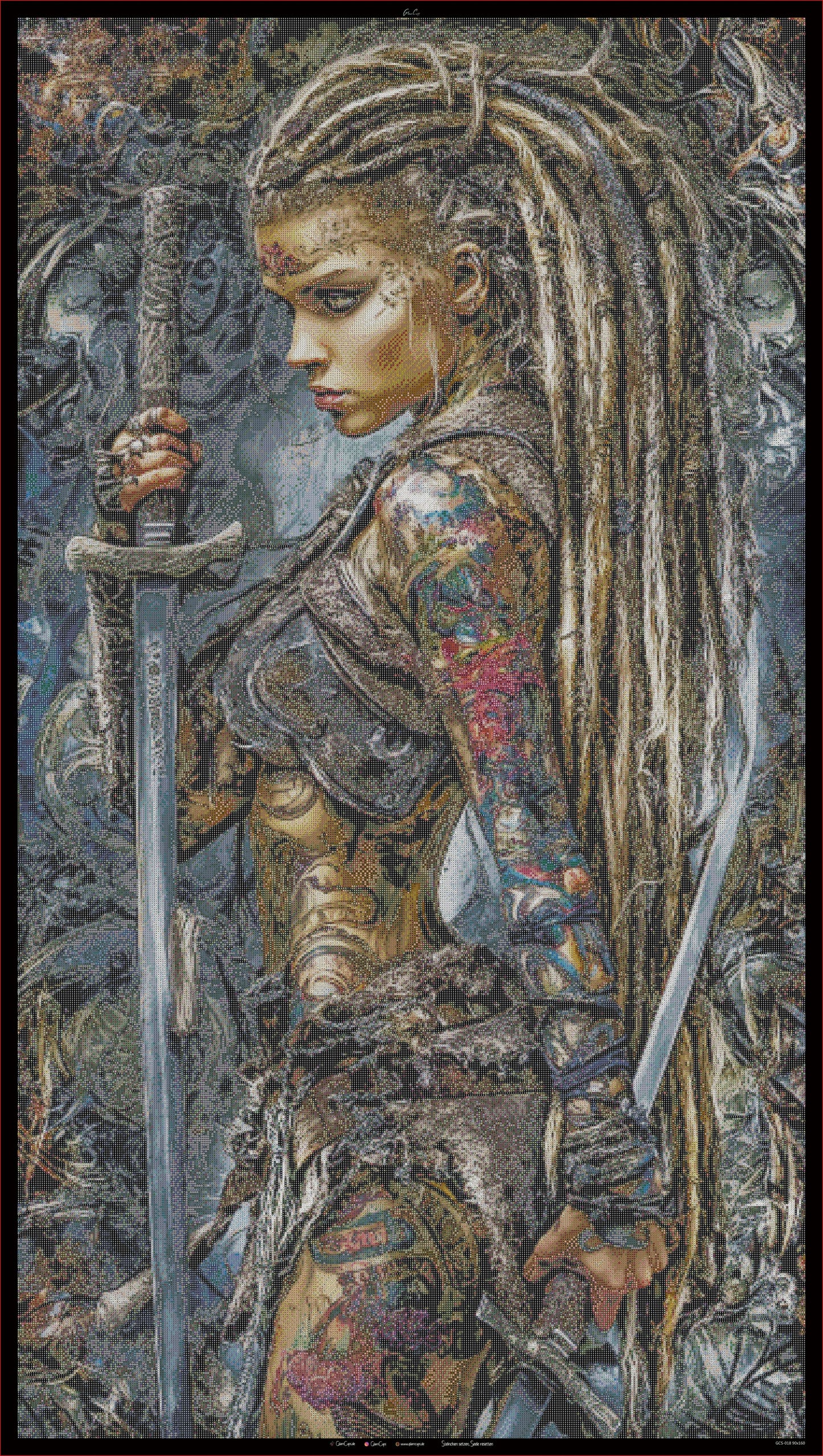 Vorbestellen: XXL Diamond Painting "Kriegerin" 90x160cm