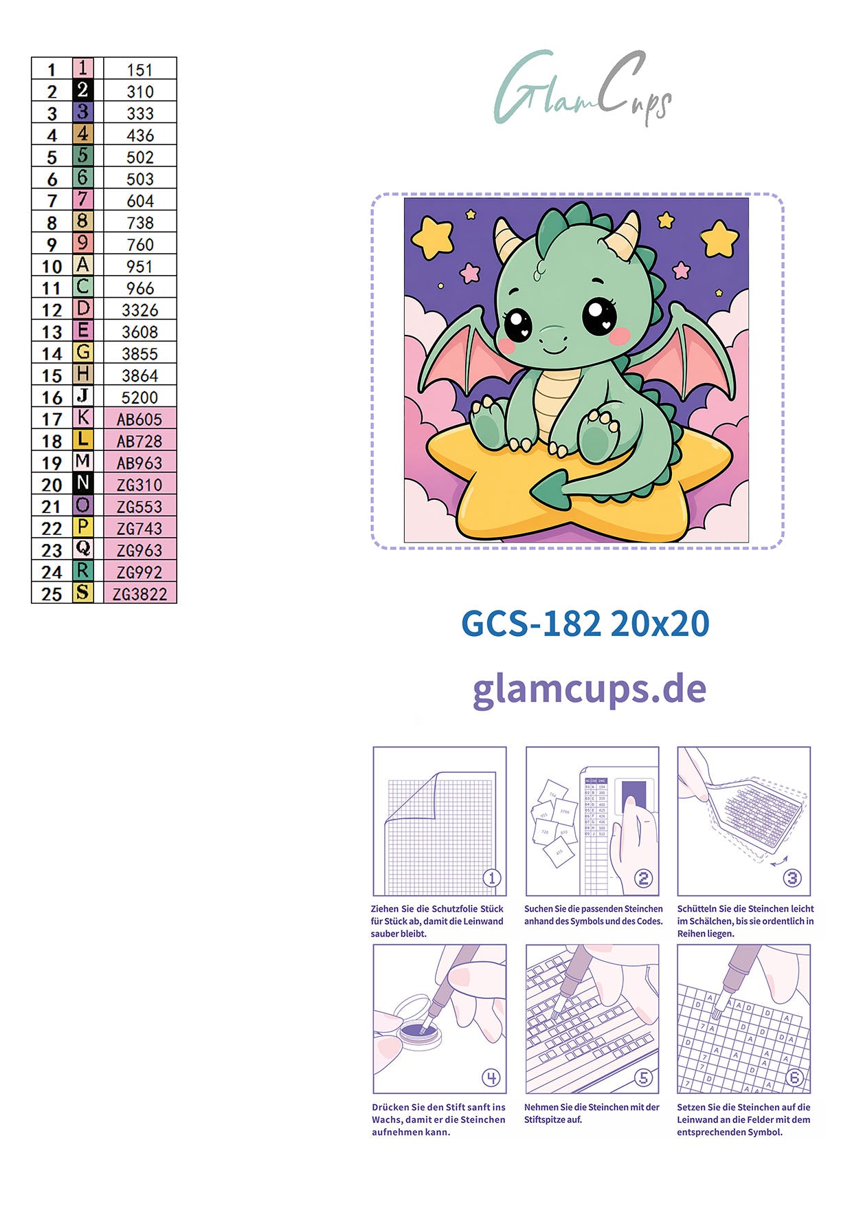 Vorbestellen: Diamond Painting "Drache" by Glammy 20x20cm