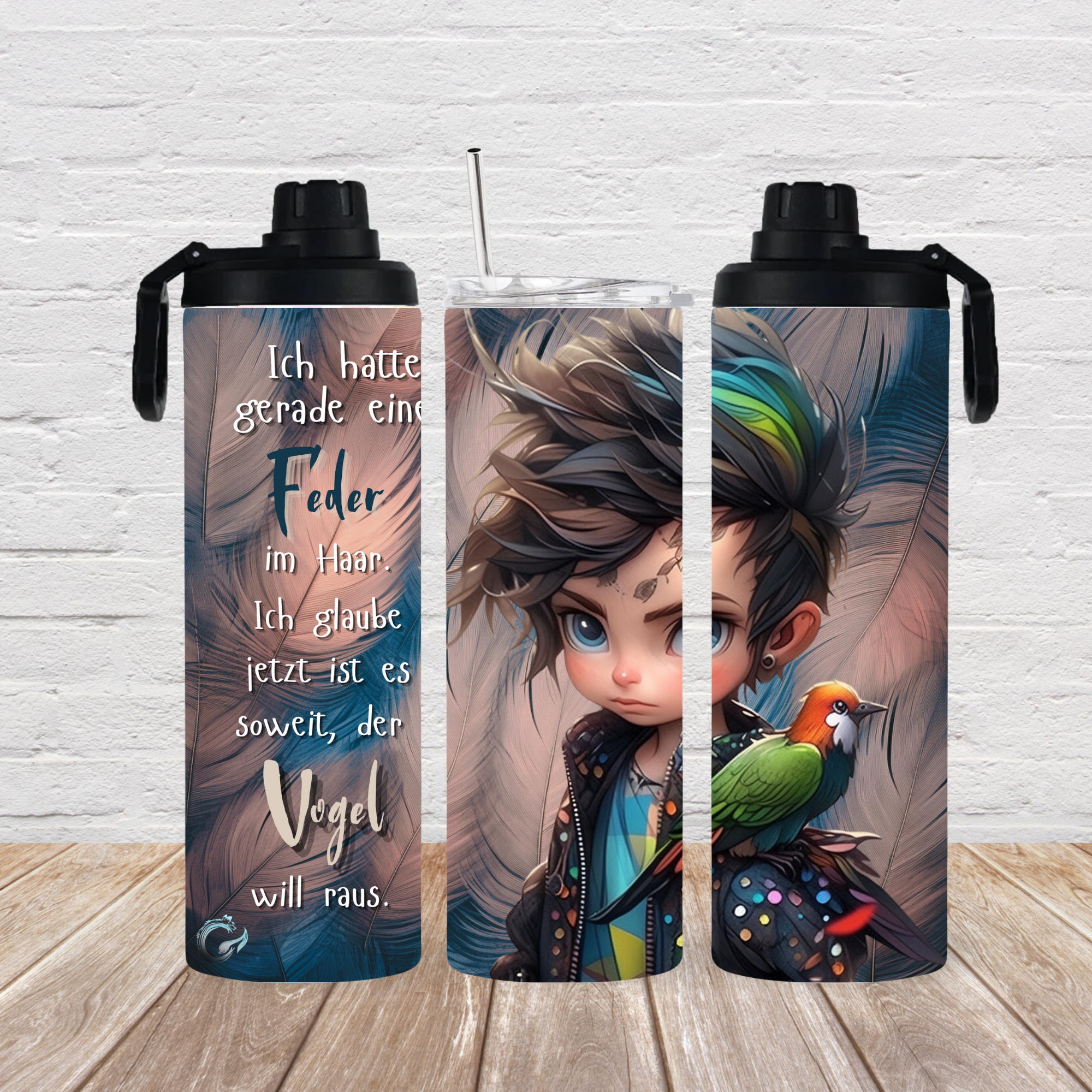 ThermoCup Drehverluss 2 Deckel „ Feder im Haar“