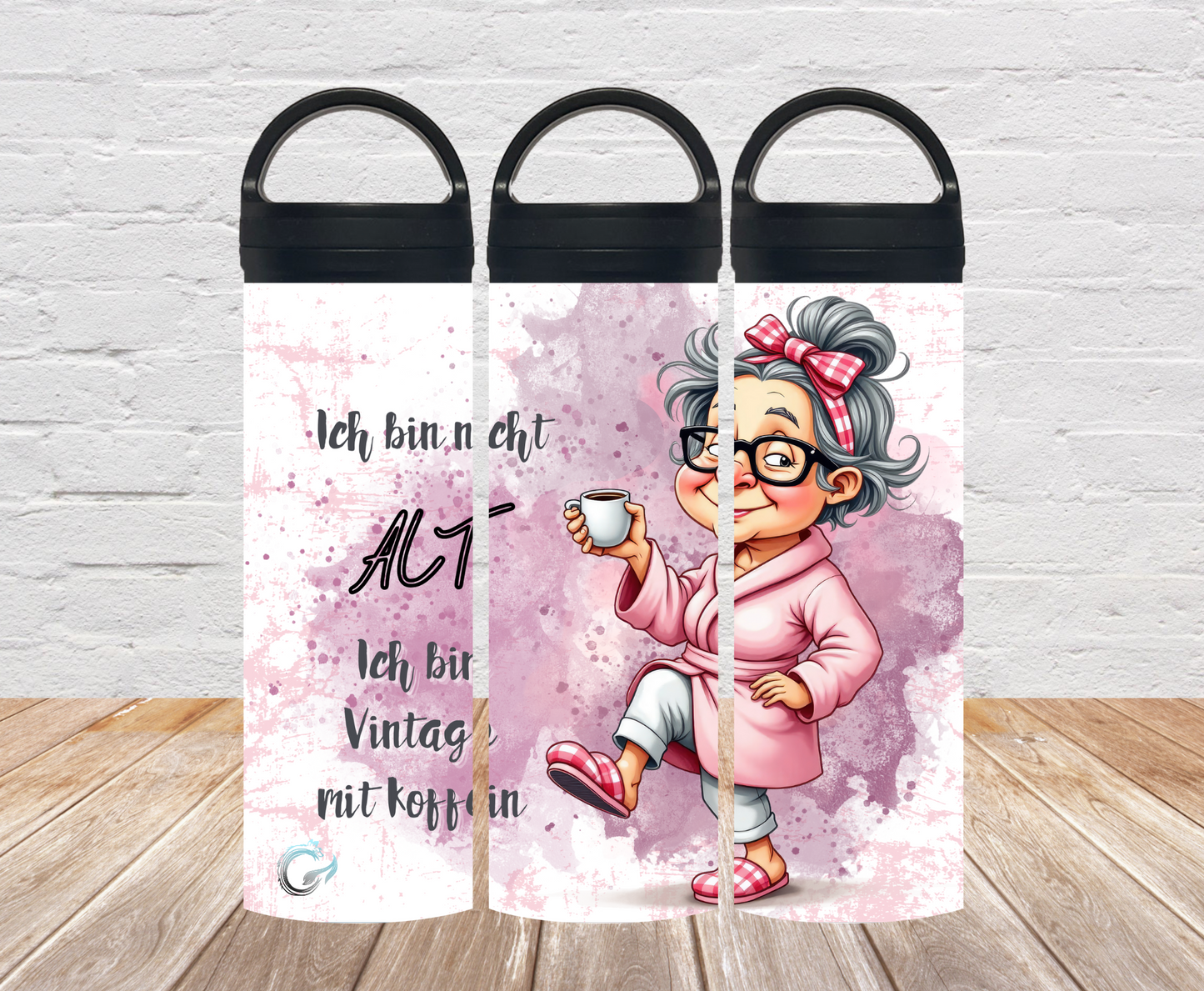 „Vintage mit Koffein “ Thermosflasche 500ml / 700ml