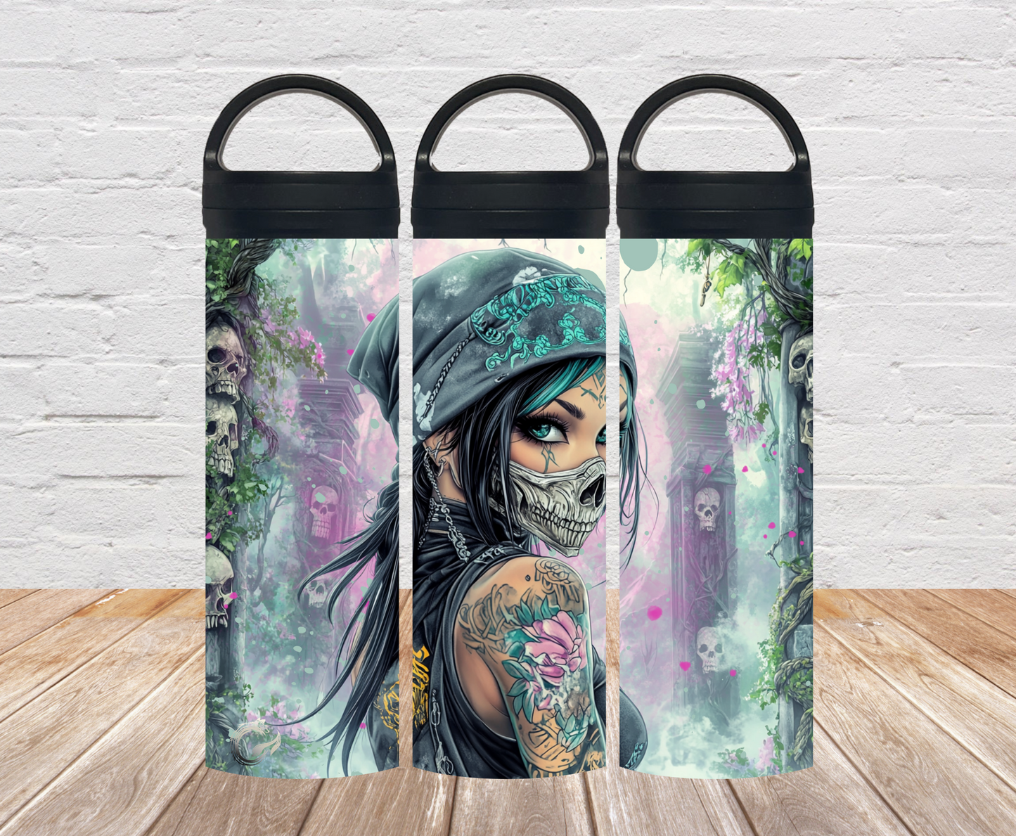 "Skull Rose Rebel“ Thermosflasche 500ml / 700m)