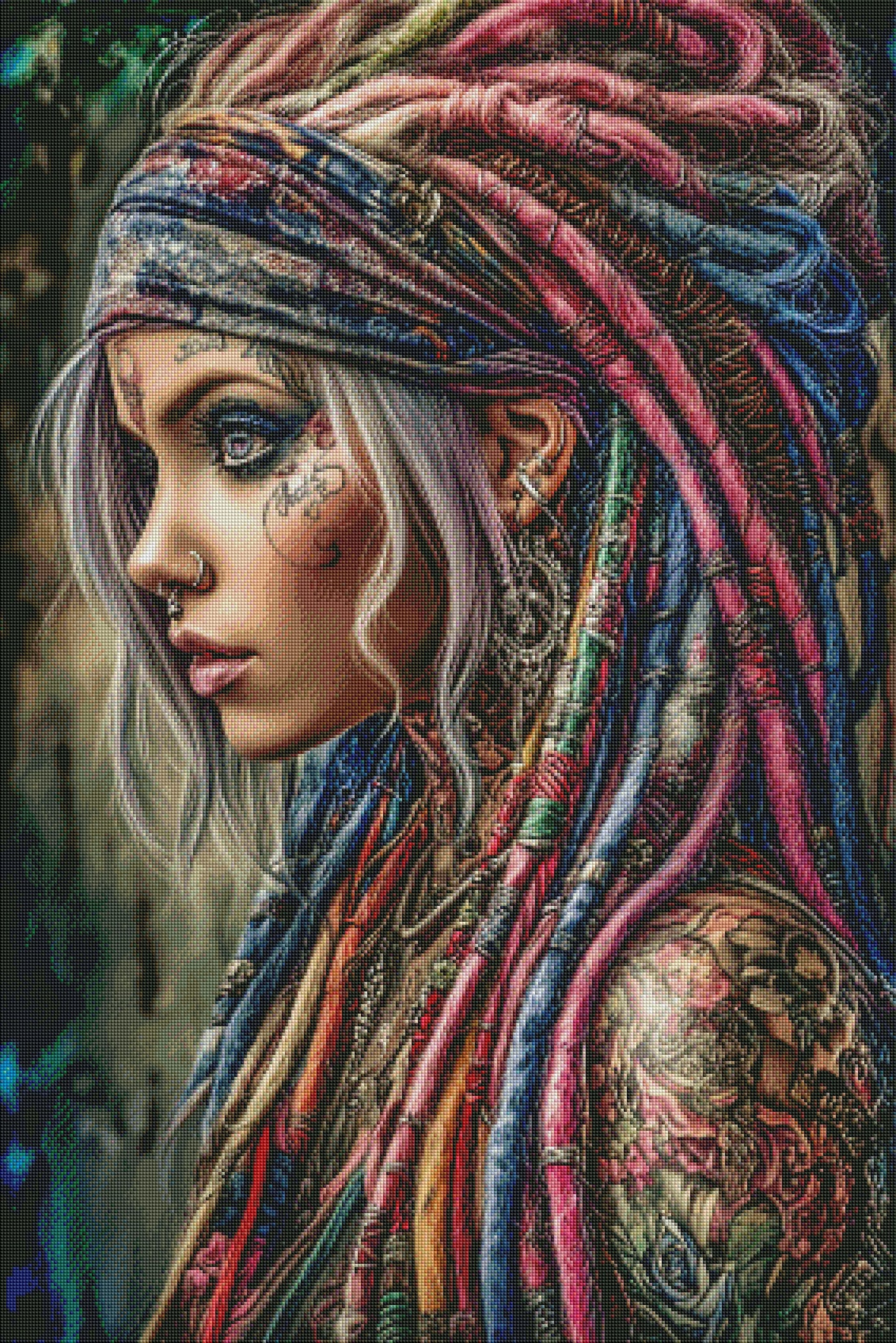 Diamond Painting "Rainbow Dreads" 70x105cm