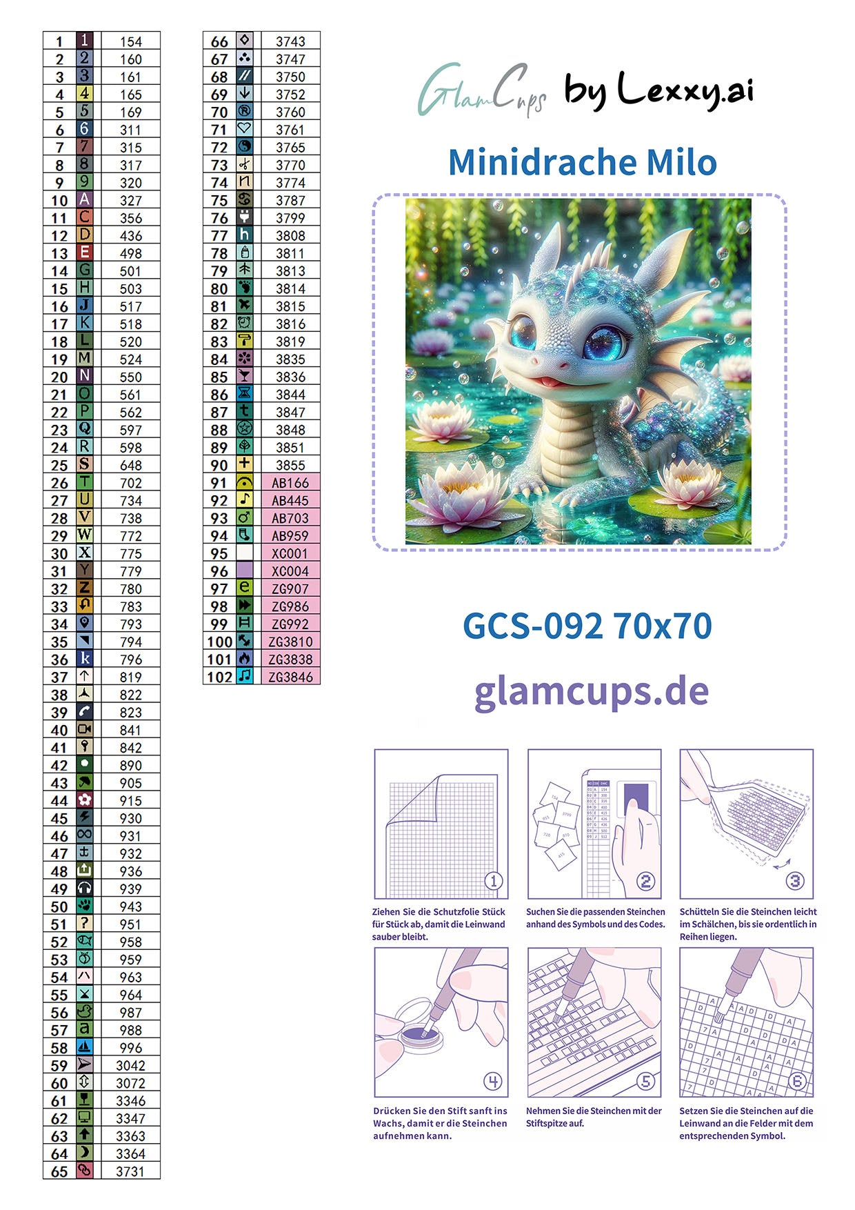 Diamond Painting "Minidrache Milo" (70x70) by Lexxy ai