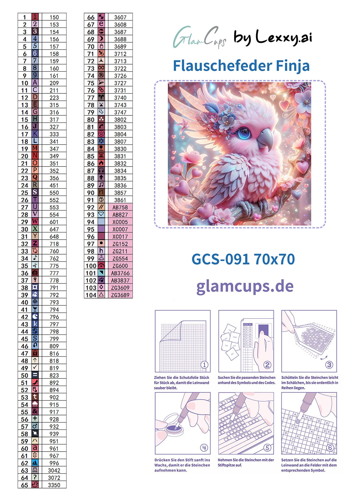 Diamond Painting "Flauschfeder Finja" (70x70) by Lexxy ai