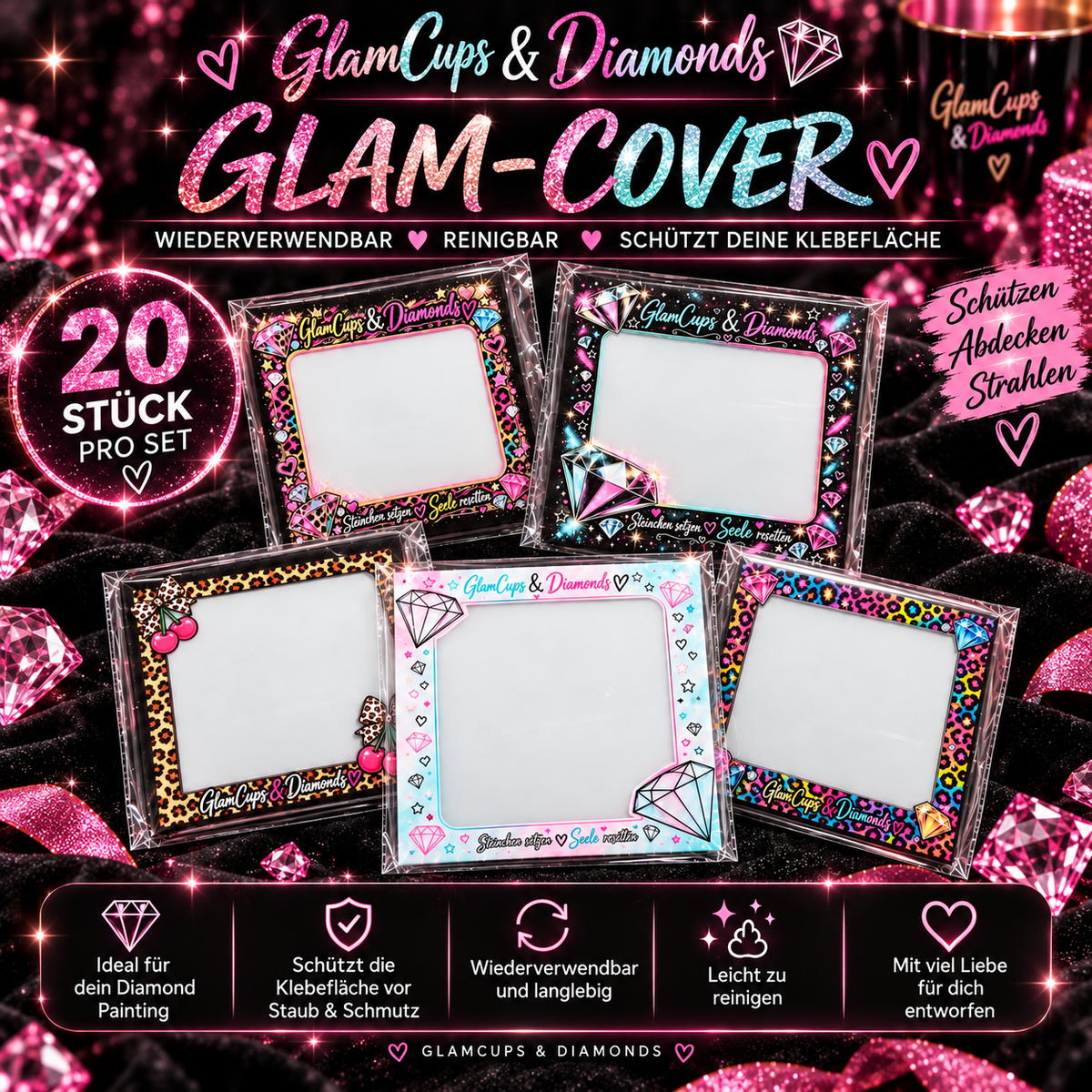 Neue Motive Glam-Cover 10x10cm (20 Stück)