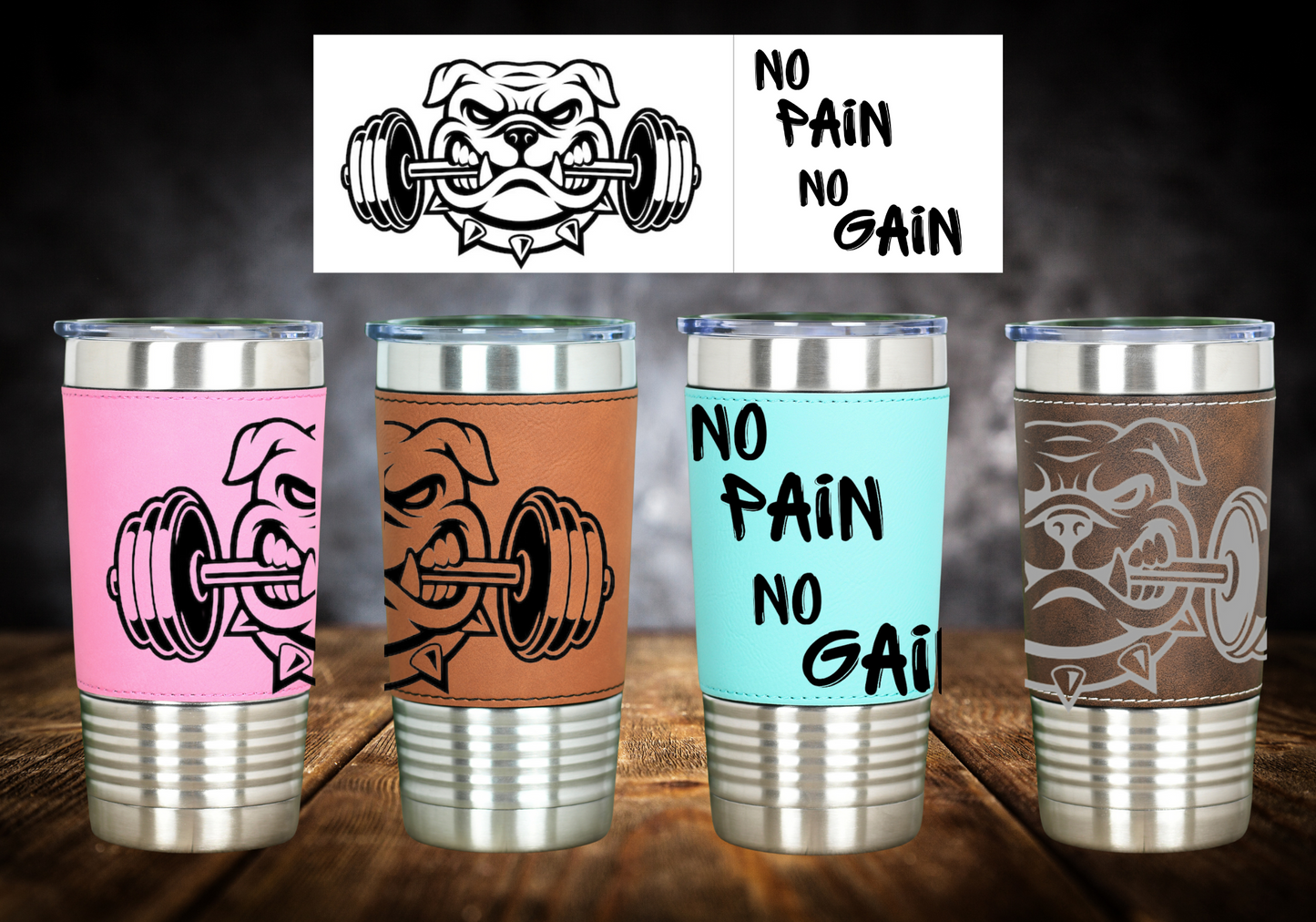 Leder ThermoCup „No Pain no Gain“