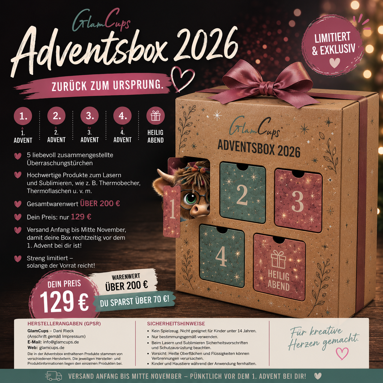 🎄 GlamCups Adventsbox 2026 ab 8.7. 18h erhältlich