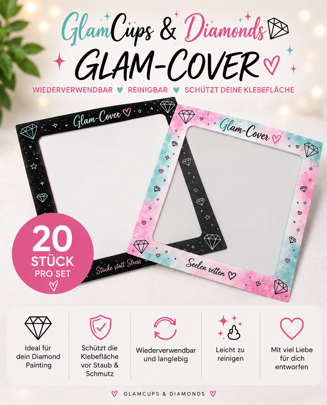 Glam-Cover 10x10cm (20 Stück)