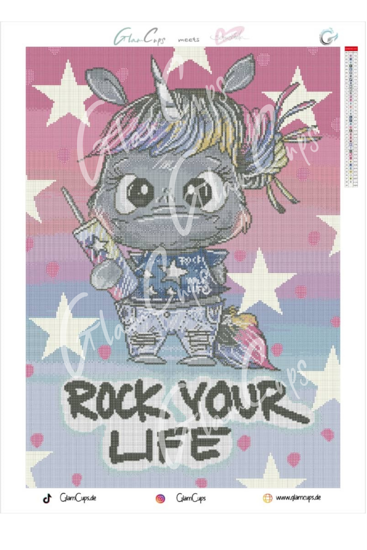Diamond Painting Rock your life (50x70cm) +  AB,  Fairy Dust & Glow