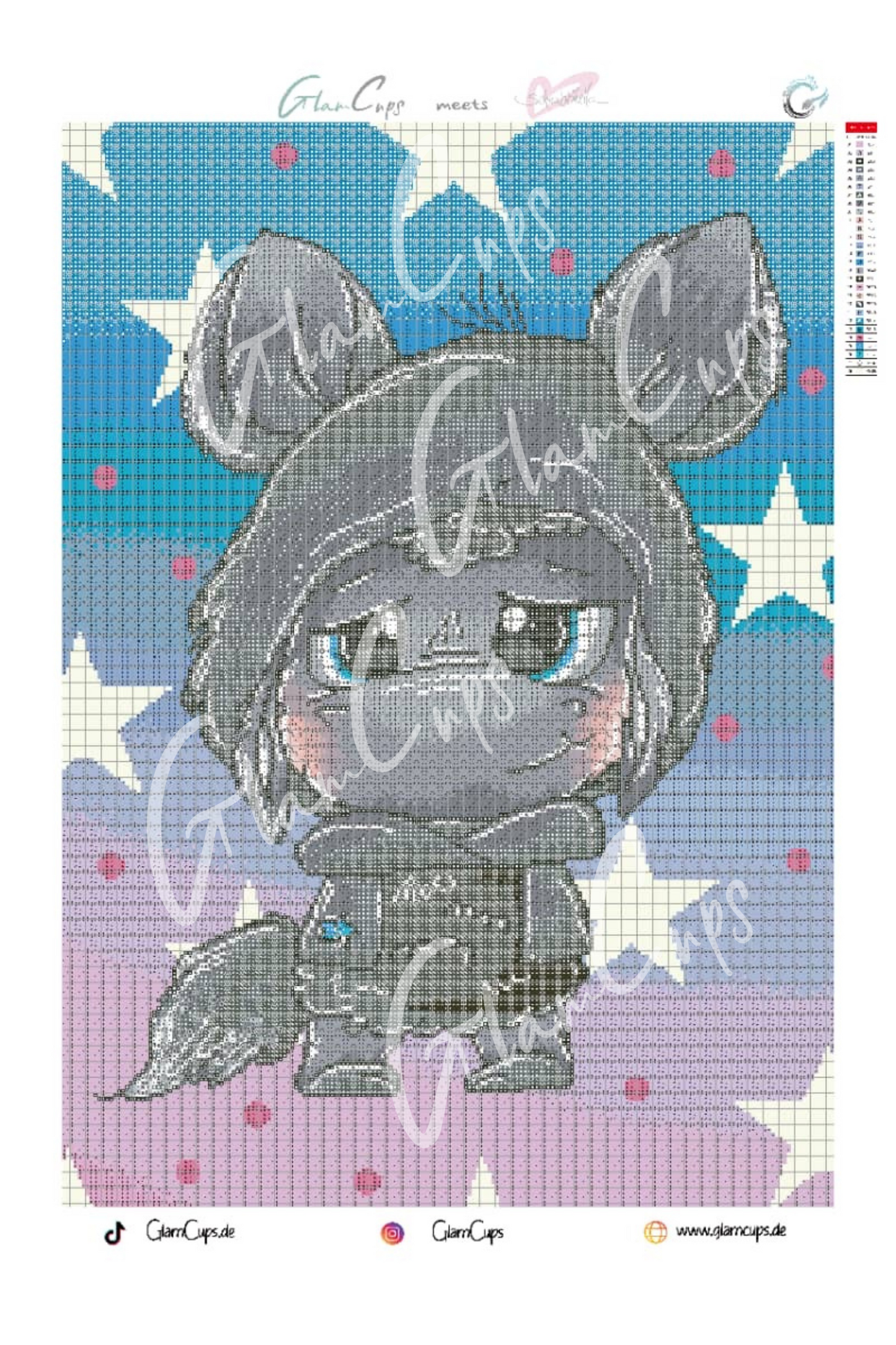 Diamond Painting Scha(r)f (50x70cm) + 3x AB,  Fairy Dust & Glow