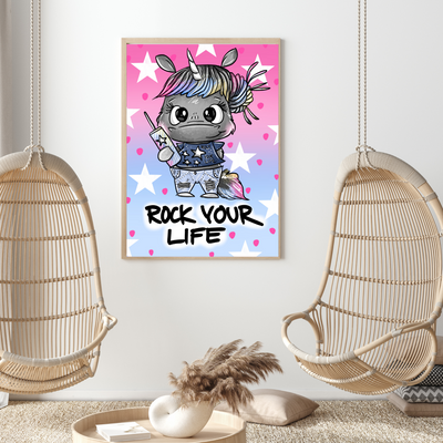 Diamond Painting Rock your life (50x70cm) +  AB,  Fairy Dust & Glow