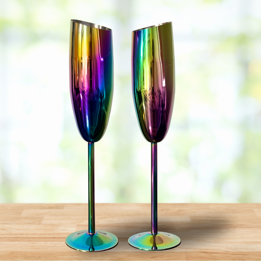 Regenbogen-Sektglas aus Edelstahl