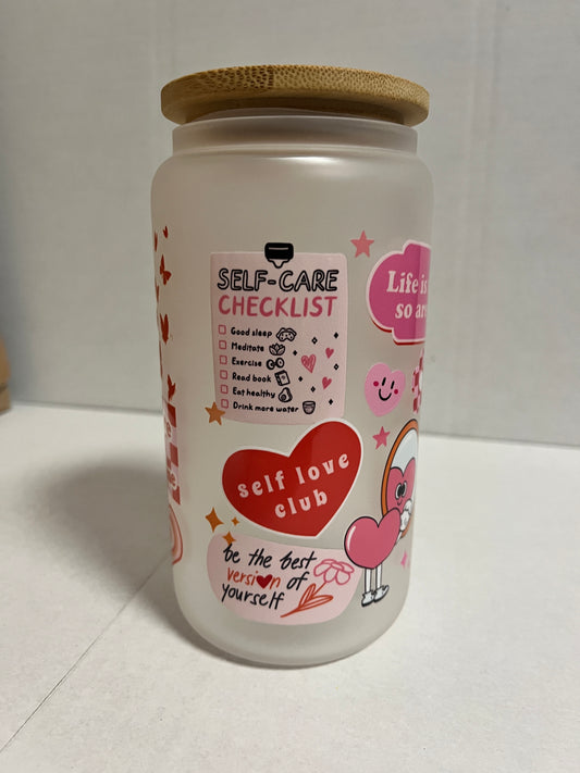 Einzelstück Glas 450ml SelfLove Milchglas