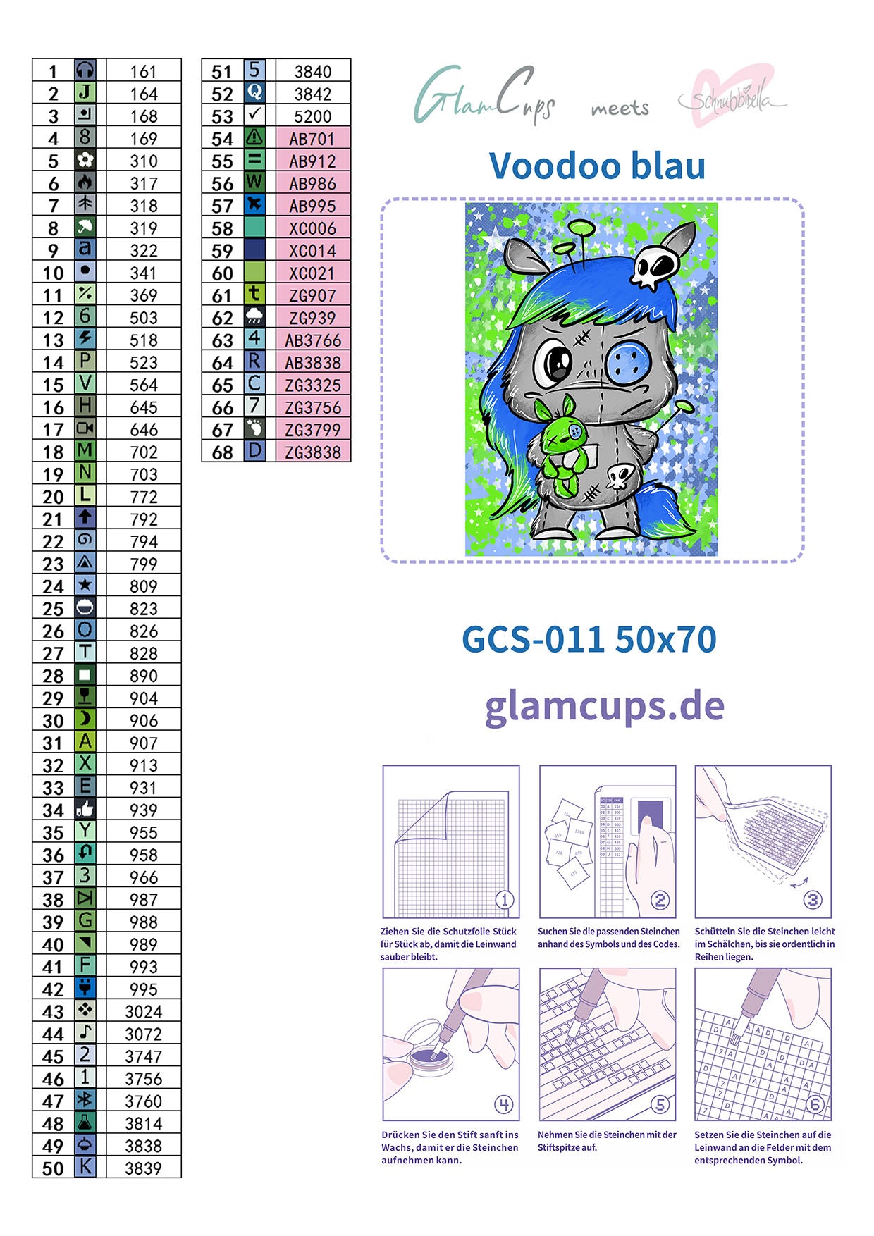 Diamond Painting "Voodoo blau" 50x70cm