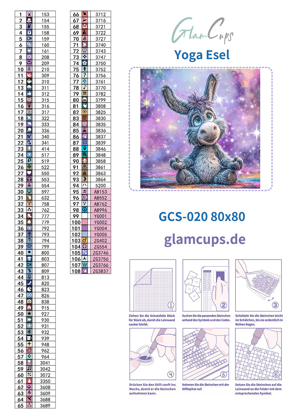 Diamond Painting "YogaEsel" 80x80cm