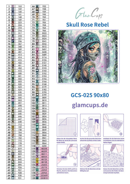 Diamond Painting "Skull Rose Rebel" 90x80cm
