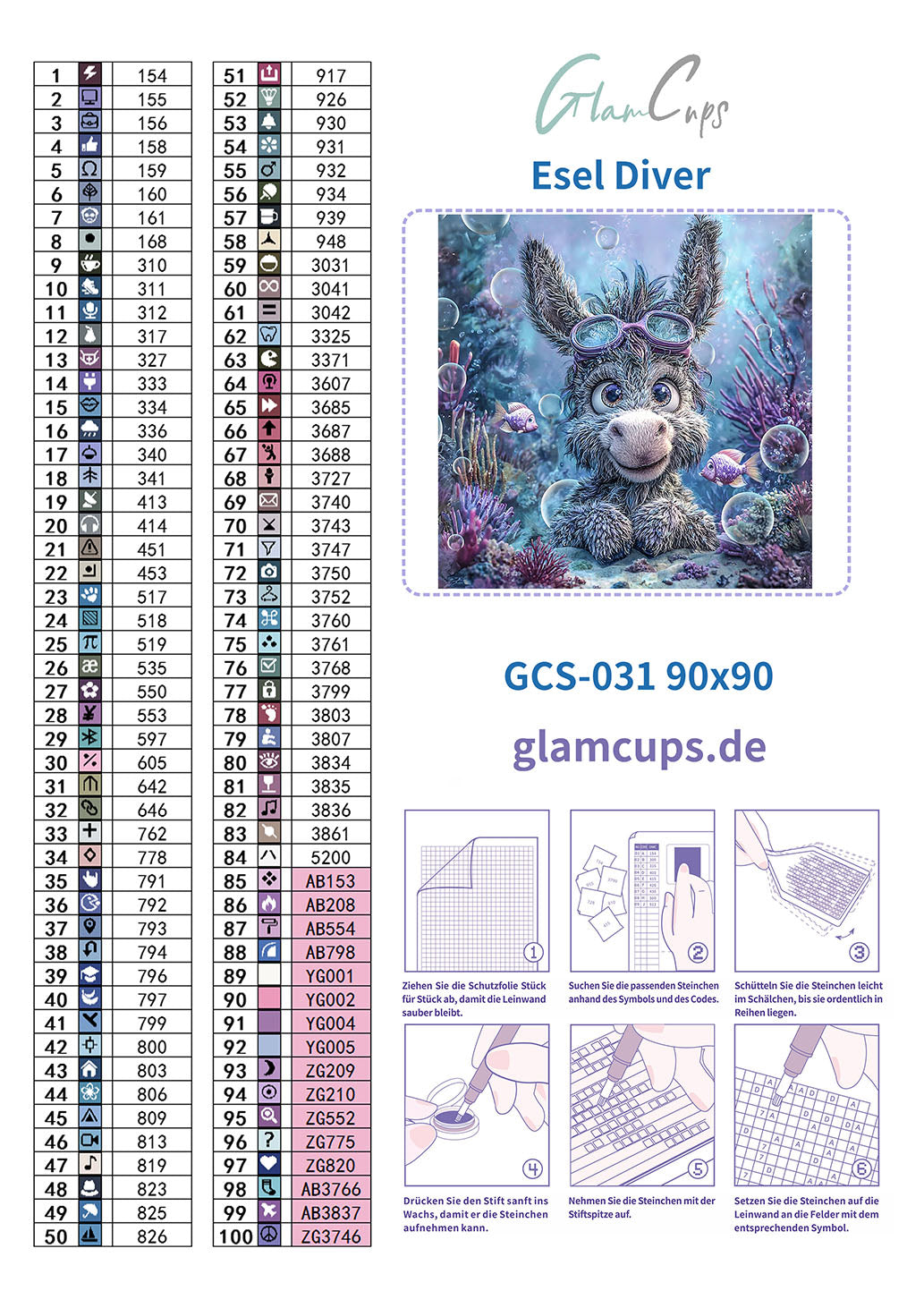 Diamond Painting "EselDiver" 90x90cm