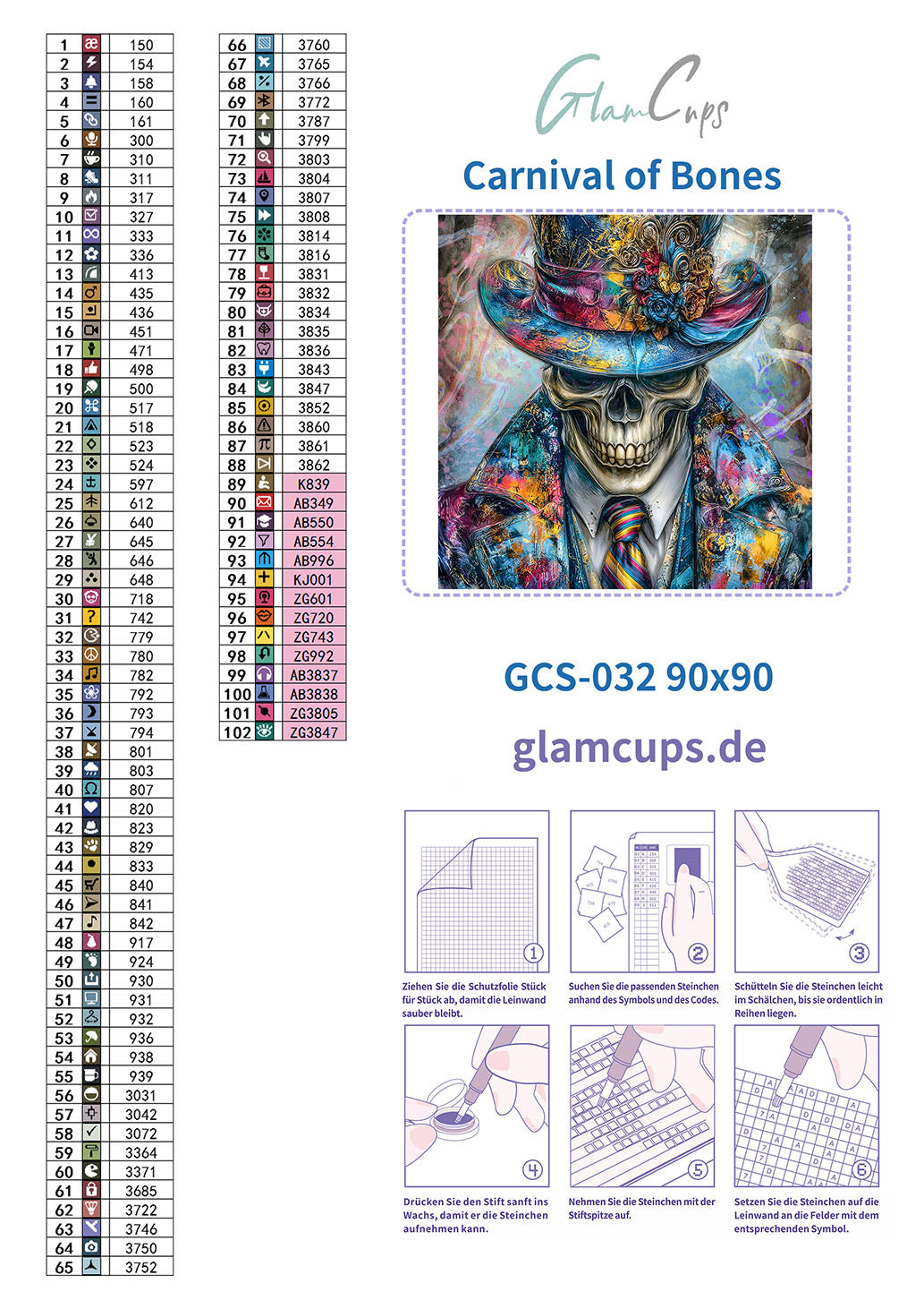 Diamond Painting "Carnival of Bones" 90x90cm
