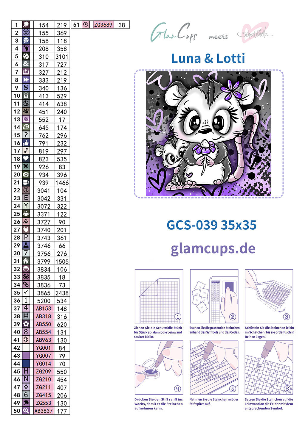 Vorbestellung: Diamond Painting "Luna & Lotti" 35x35cm