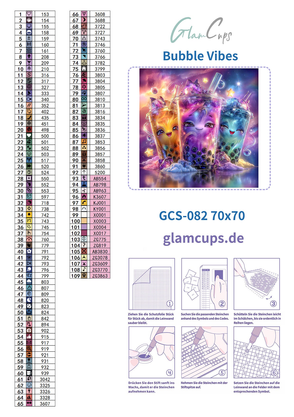 Diamond Painting "Bubble Tea" (70x70) by Steinchensuchti