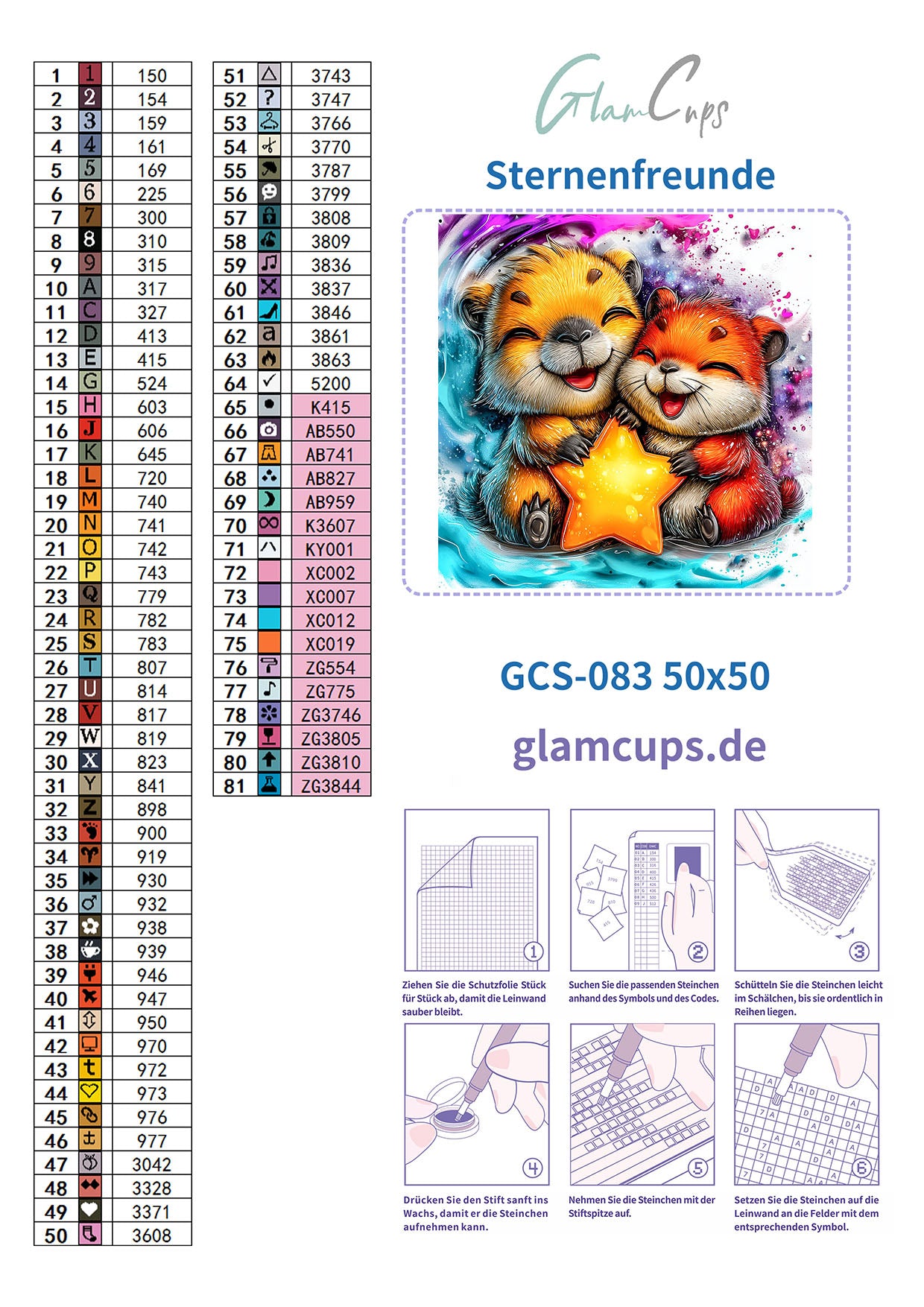 Diamond Painting "Sternenfreunde" (50x50cm) by Steinchensuchti