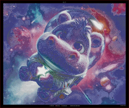 Diamond Painting "Hippo im Hyperdrive " (75x62) by Steinchensuchti