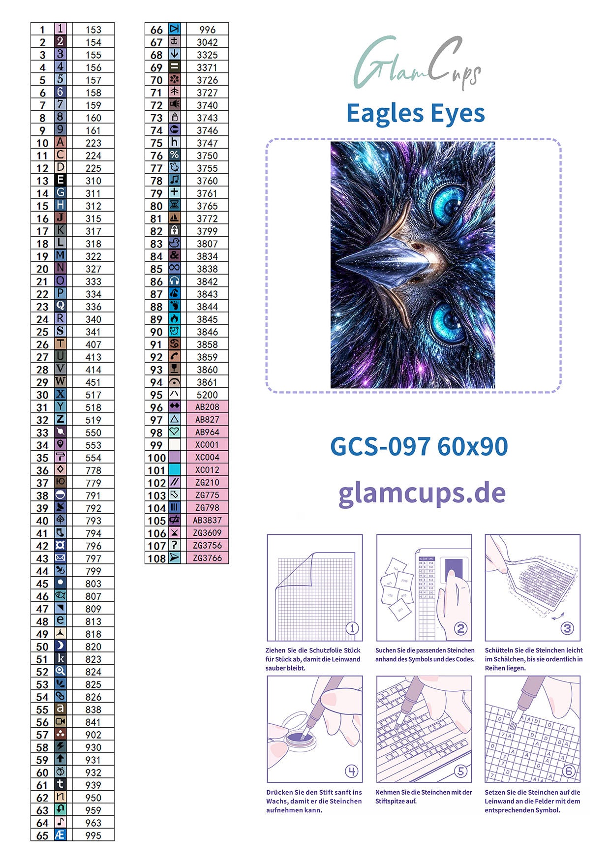 Diamond Painting "Adlerblick " (60x90) by Snowi (Symbole gedreht)