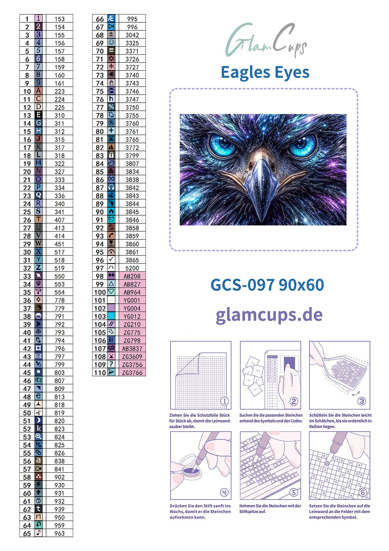 Diamond Painting "Adlerblick " (60x90) by Snowi (Symbole gedreht)