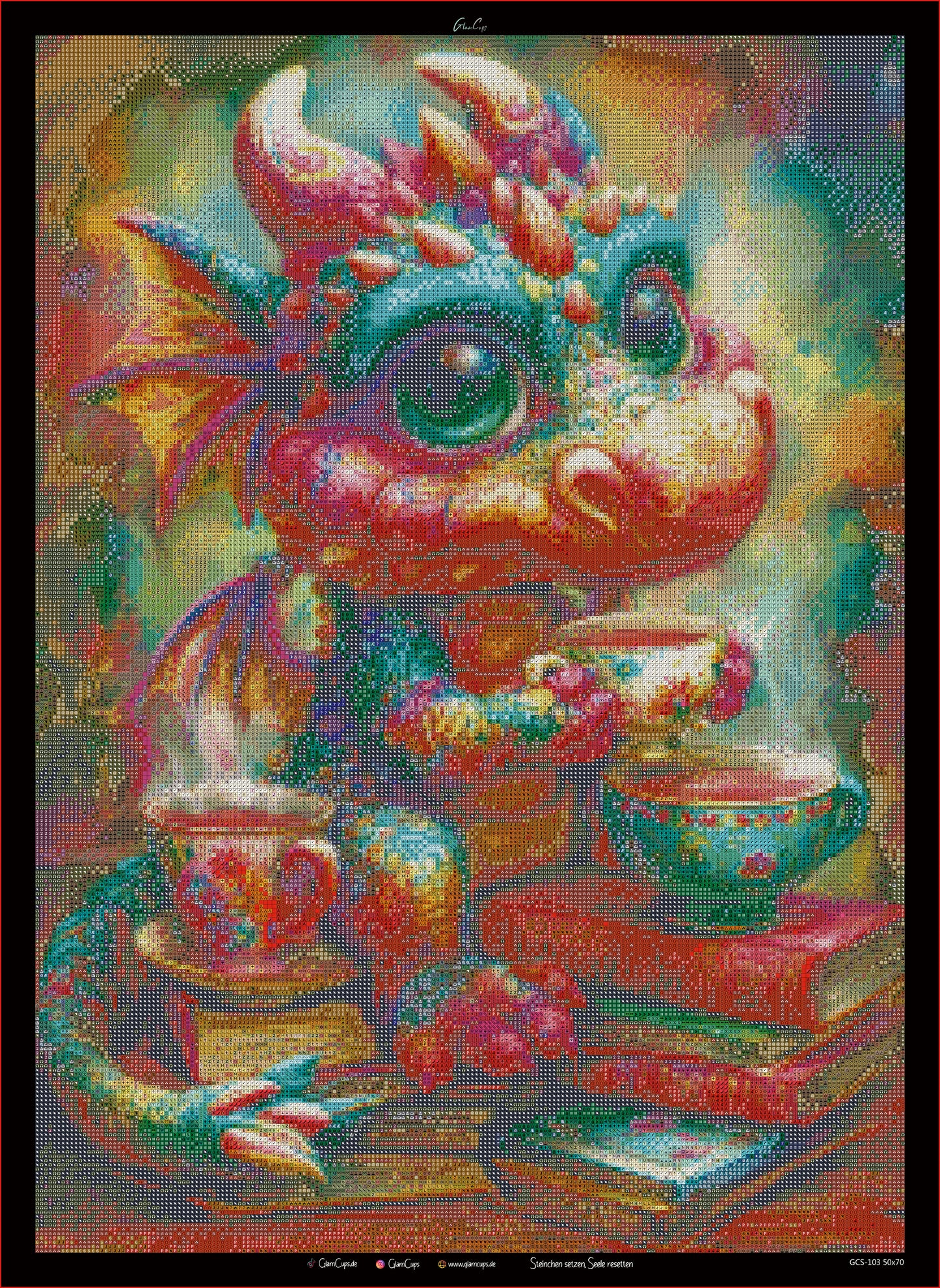 Diamond Painting "Relax Drache" 50x70cm (Cozy Cup Dragon 2)
