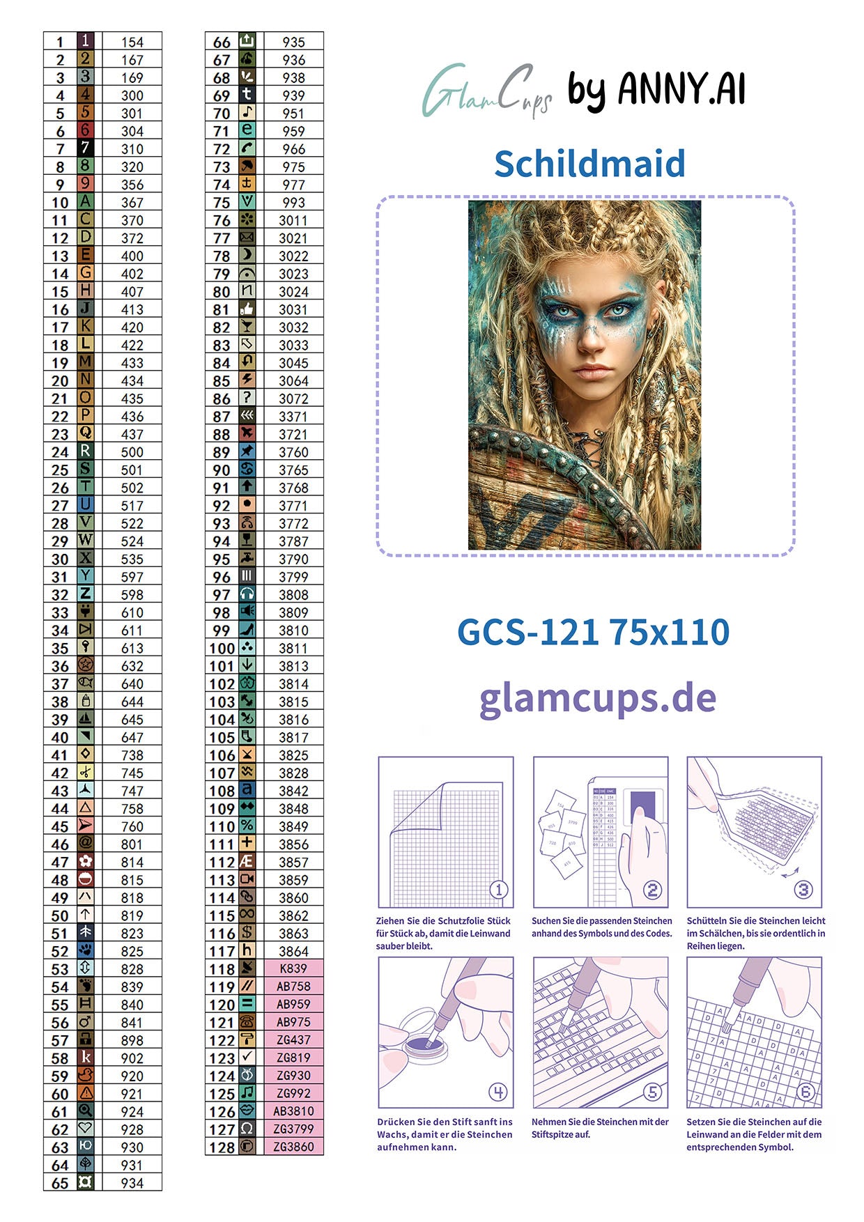 Diamond Painting "Schildmaid" by Anny 75x110cm