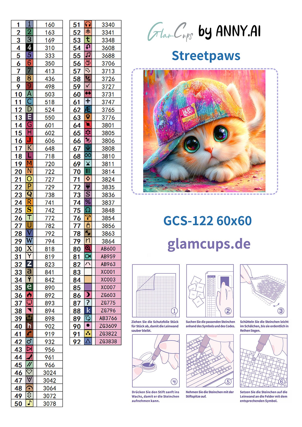 Diamond Painting "Streetpaws" 60x60cm by Anny