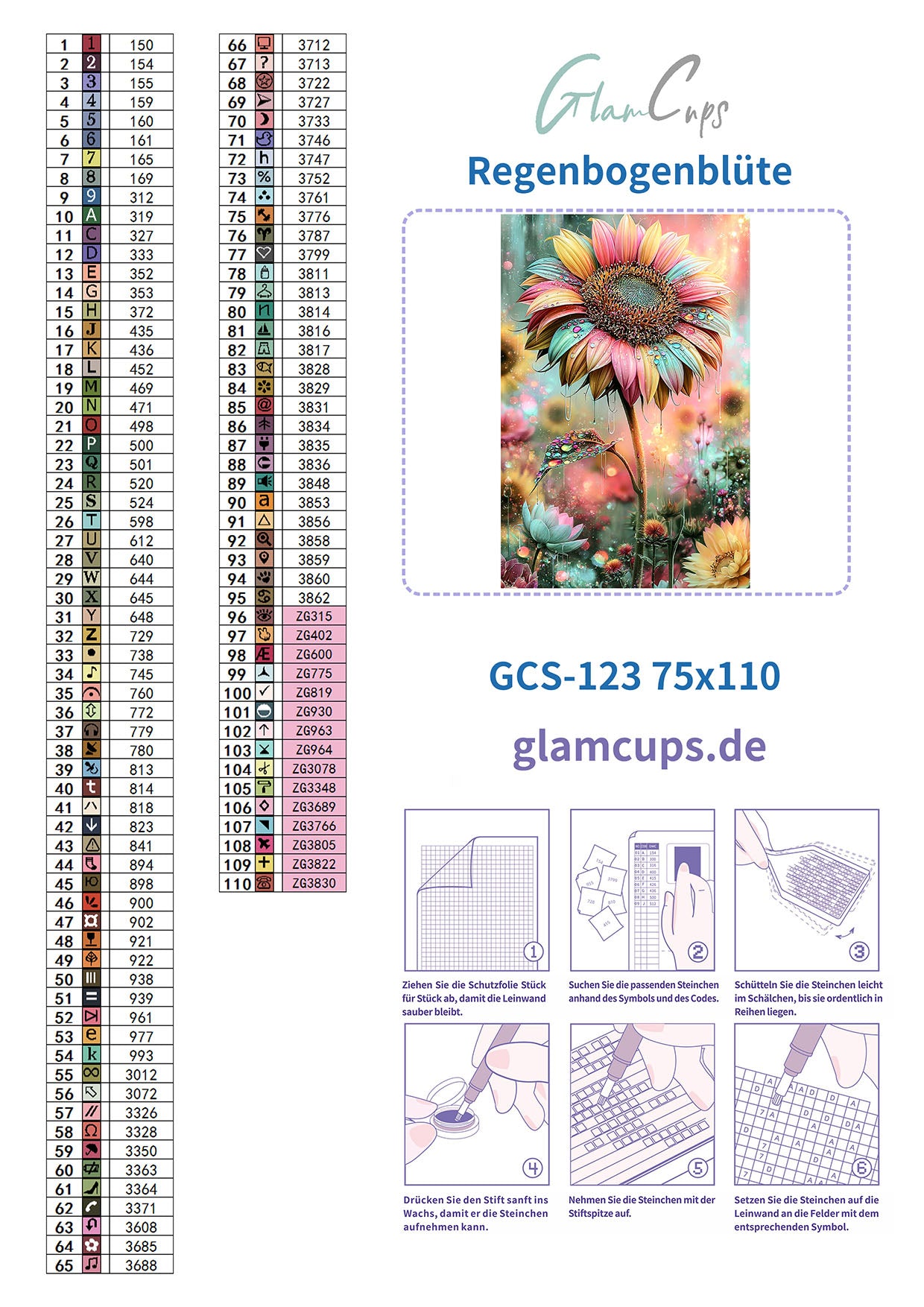 Diamond Painting "Regenbogenblüte" (75x110) by Glammy