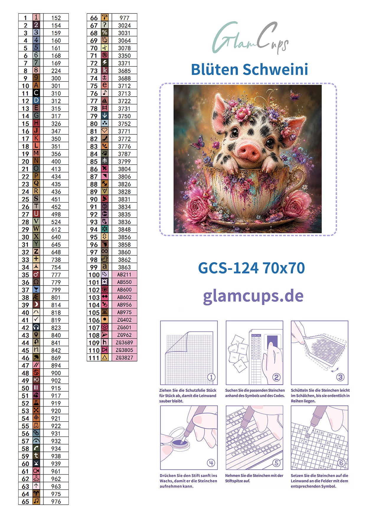 Diamond Painting "Blüten Schweini" (70x70) by Glammy