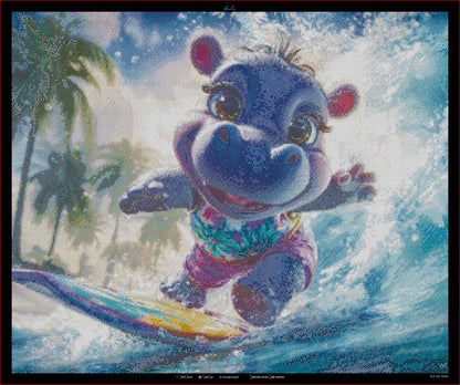 Diamond Painting "Surfer Hippo " (75x62) by Steinchensuchti