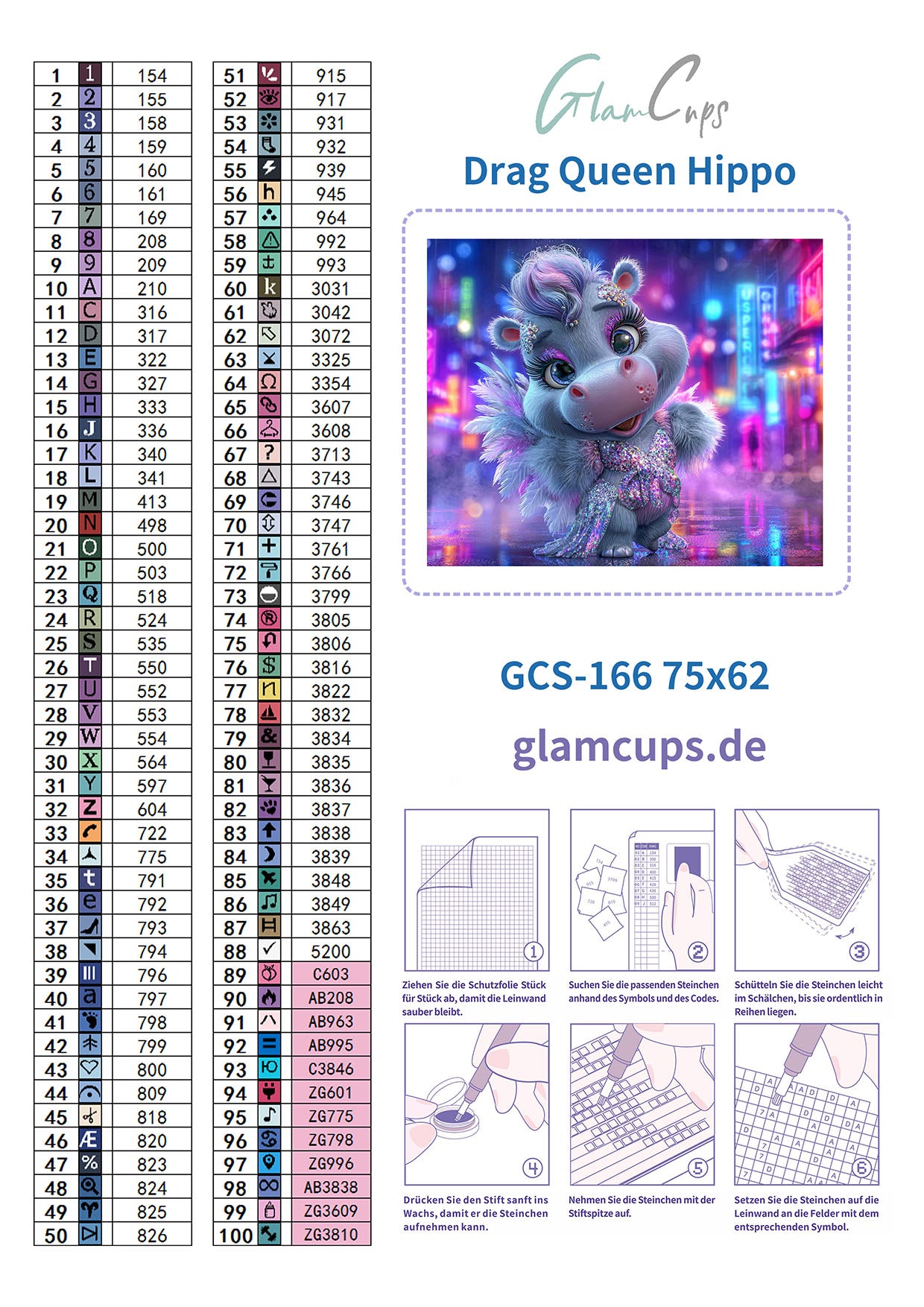 Diamond Painting "Drag Queen Hippo " (75x62) by Steinchensuchti