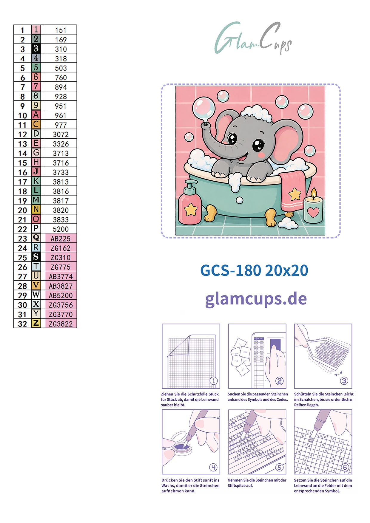 Vorbestellen: Diamond Painting "Elefant" by Glammy 20x20cm