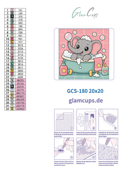 Vorbestellen: Diamond Painting "Elefant" by Glammy 20x20cm