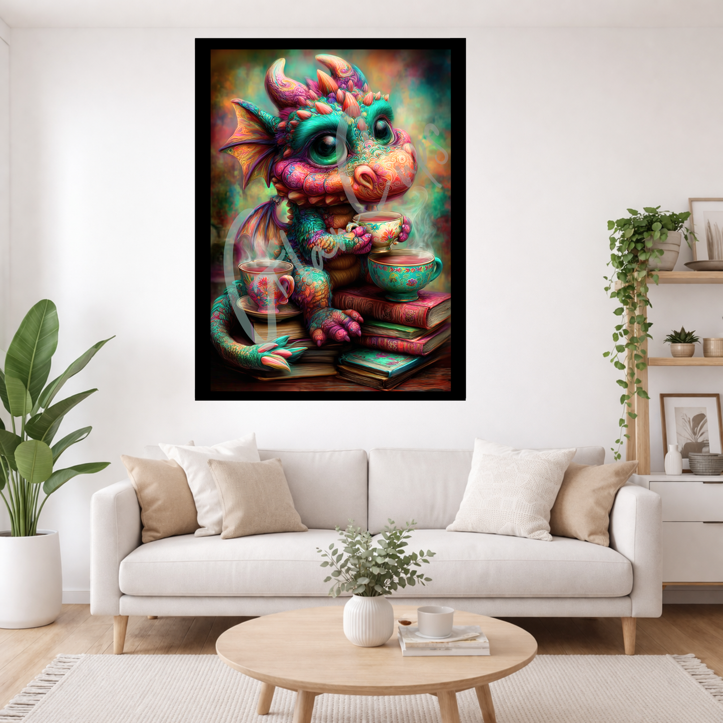 Diamond Painting "Relax Drache" 50x70cm (Cozy Cup Dragon 2)