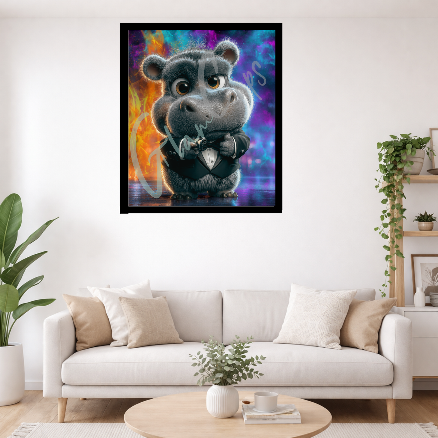 Diamond Painting "Ganster Hippo " (50x60cm) by Steinchensuchti
