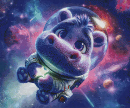 Diamond Painting "Hippo im Hyperdrive " (75x62) by Steinchensuchti